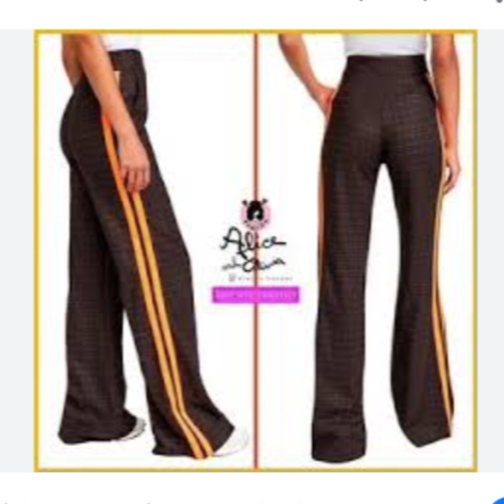 Alice + Olivia Eric Side-trim Plaid Wide Leg Pants